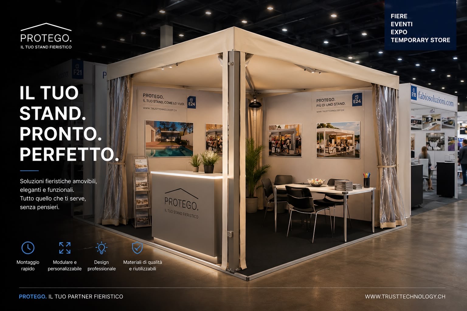 Protego come stand fieristico per eventi ed expo